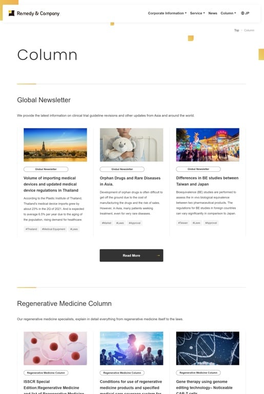 Column Page: Global Newsletter and Regenerative Medicine Column